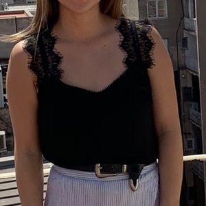 Grade & Gather Black Laced Tank Top